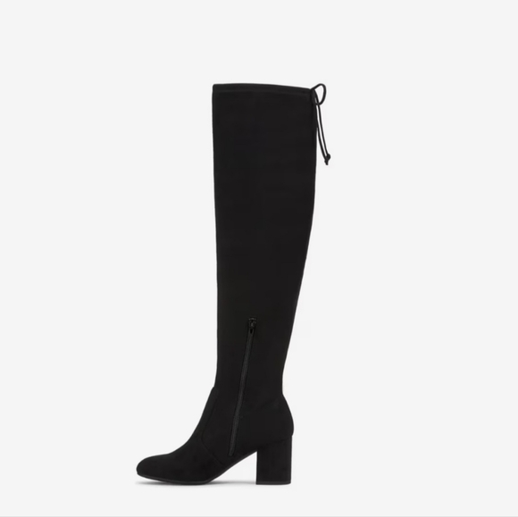 Source Unknown Shoes - Over The Knee Black Faux Suede Boots Womens 11M Thigh High Stretch 4" Heel